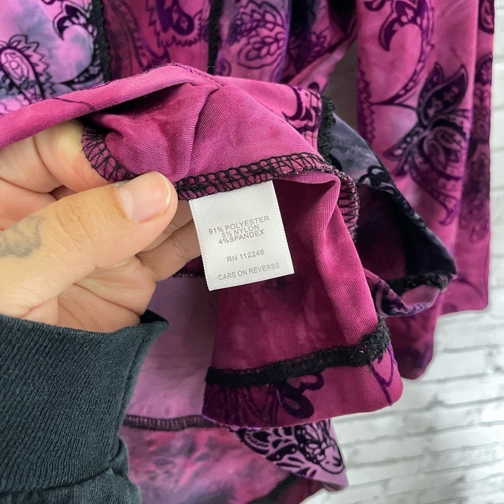 Vintage Whimsigoth Purple Patchwork 3/4 Sleeve - Picture 5 of 5